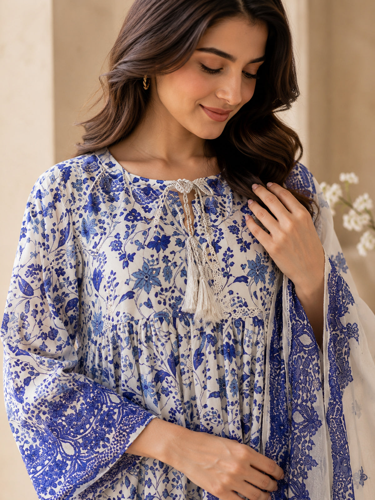 Digital Printed Doria Lawn Frock 3pc Dress