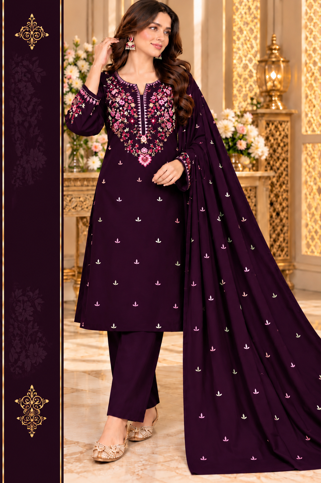 Deep Plum Luxury Winter Suit
