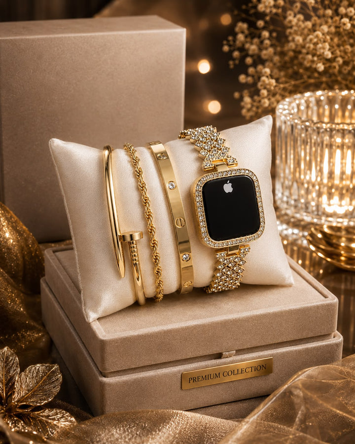 Ladies Luxury Watch & Bracelet 4-Piece Gift Set