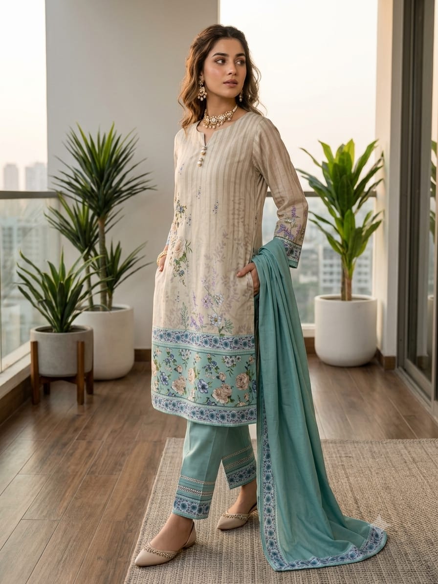 Premium 2 - Piece Bana Dora Lawn Suit