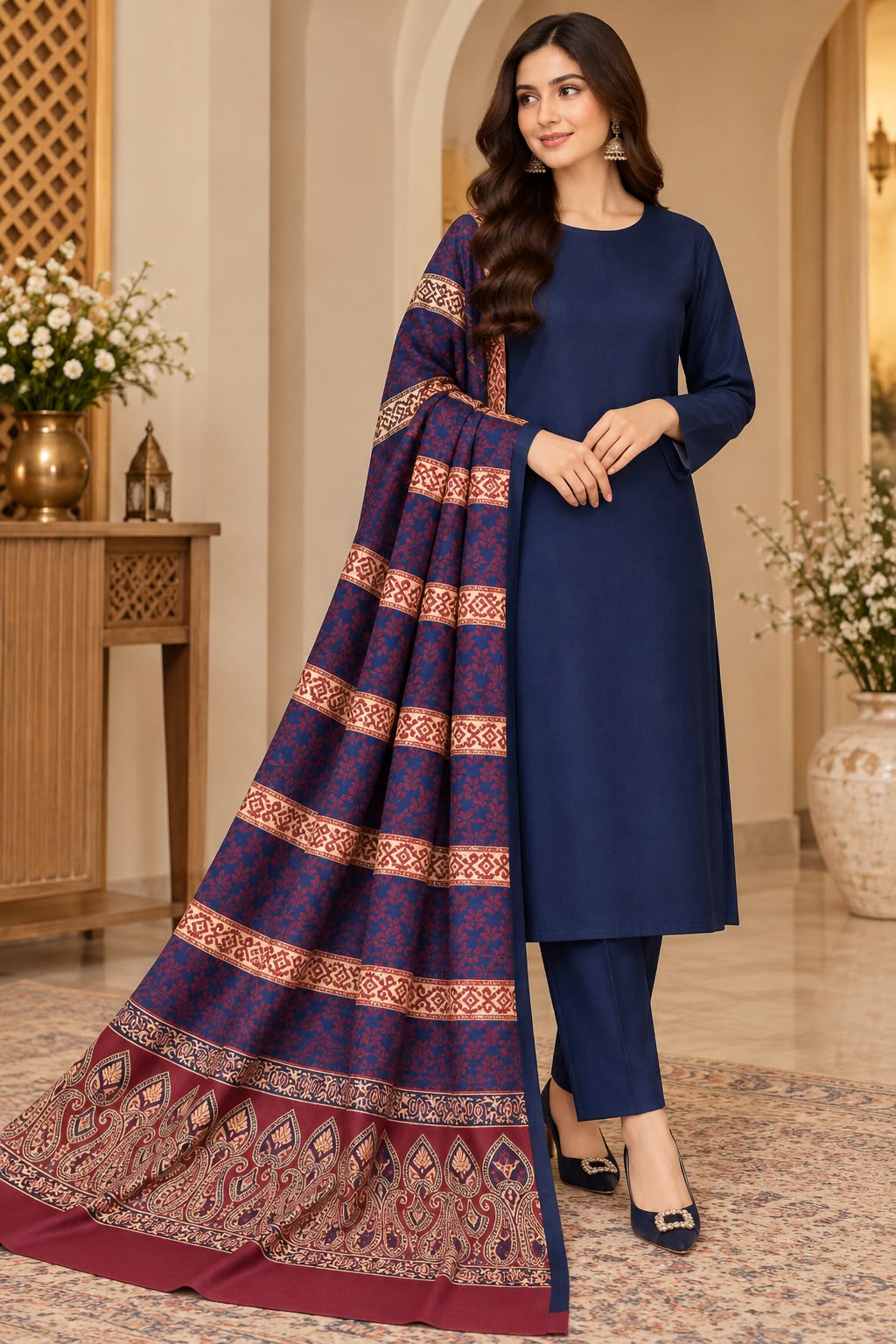 Rustic Heritage Suit with multani Shawl
