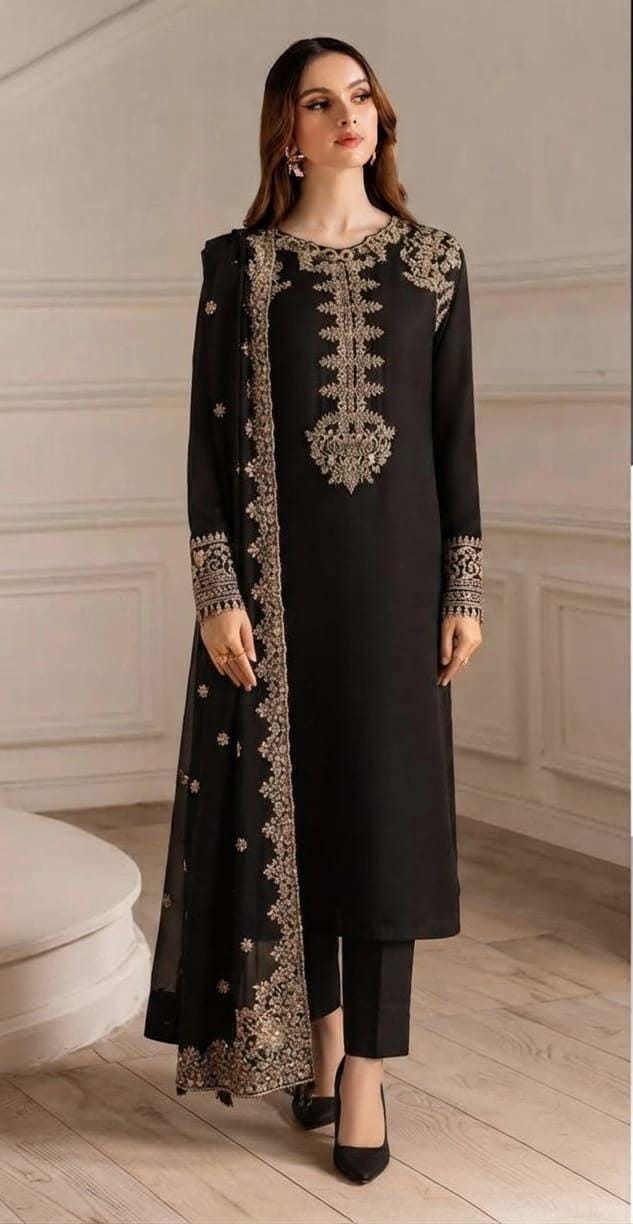 Black Embroidered Suit