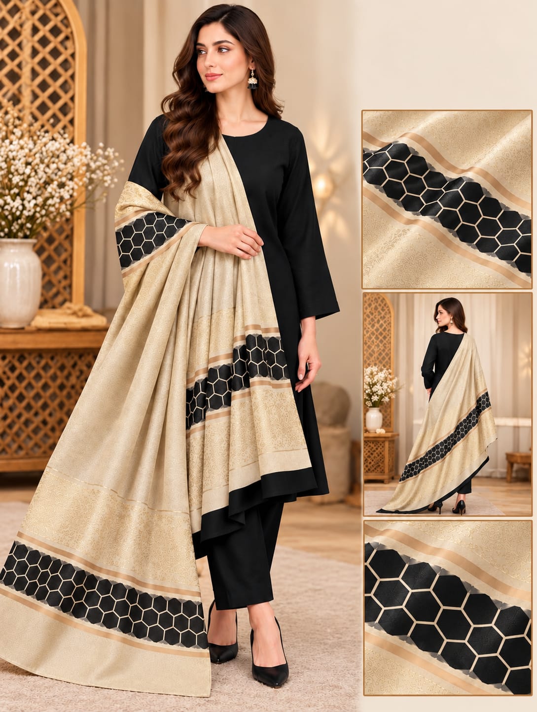 Black Honeycomb Luxe Suit