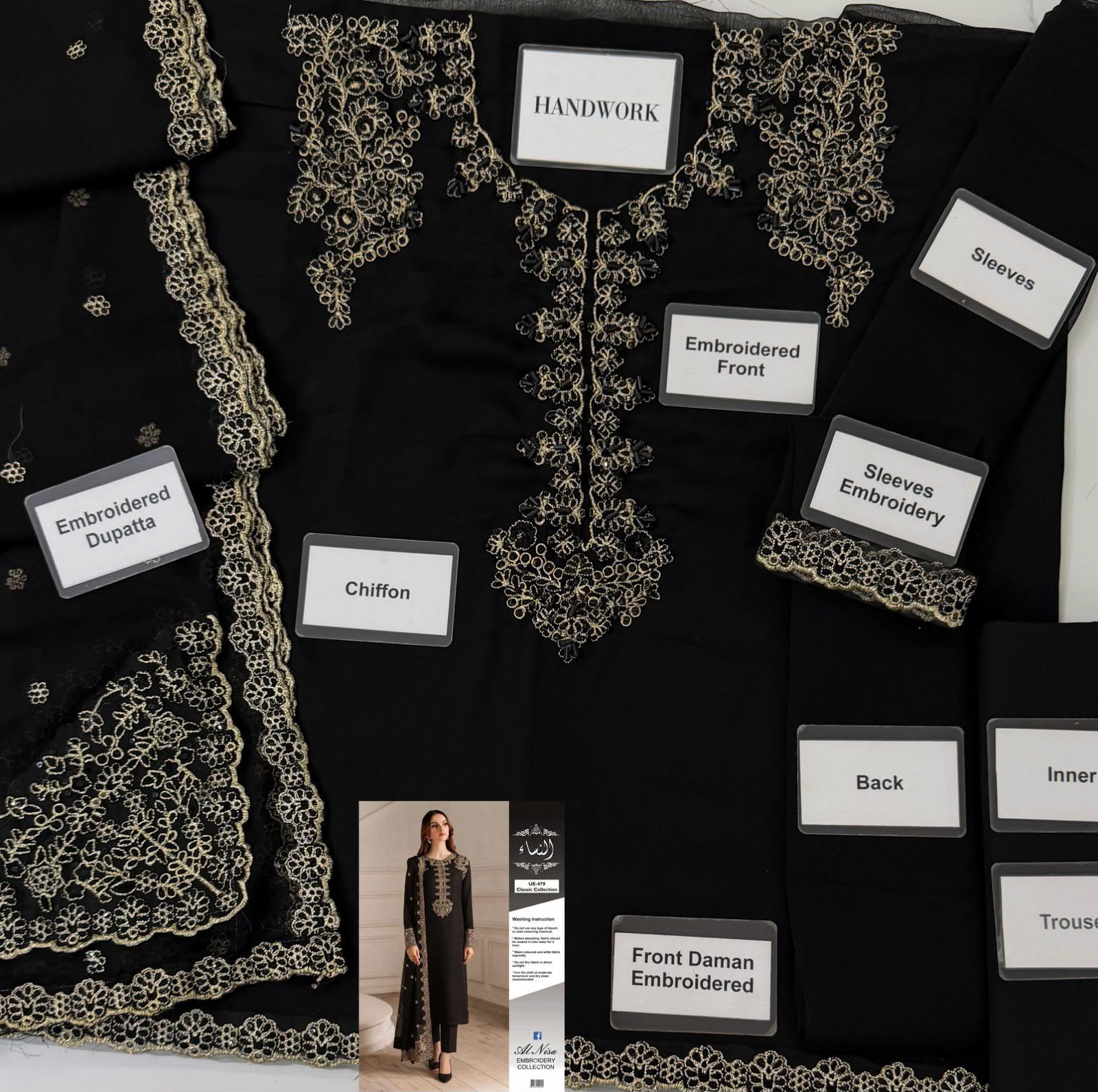 Black Embroidered Suit