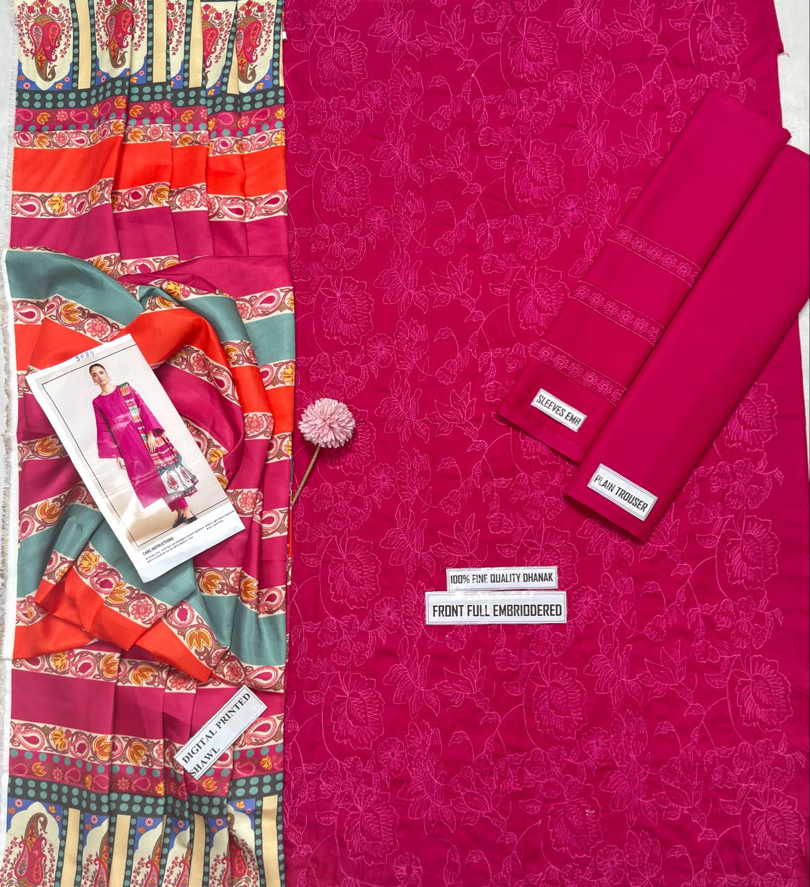 Pink 3-Piece Printed Dupatta Suit