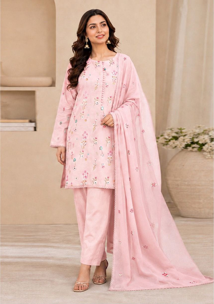 Winter Collection 2026 – 3PC Unstitched Embroidered Dhank Suit with Ready-to-Wear Shawl