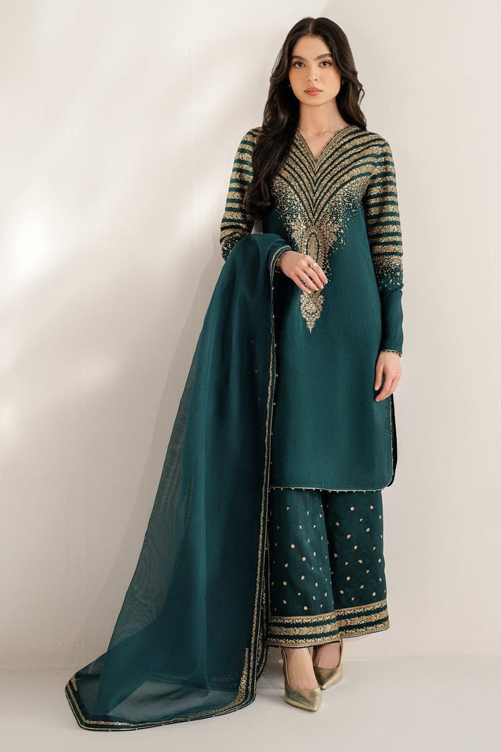 Winter Collection 2026 – 3PC Embroidered Dhank Suit with 4-Side Embroidered Shawl