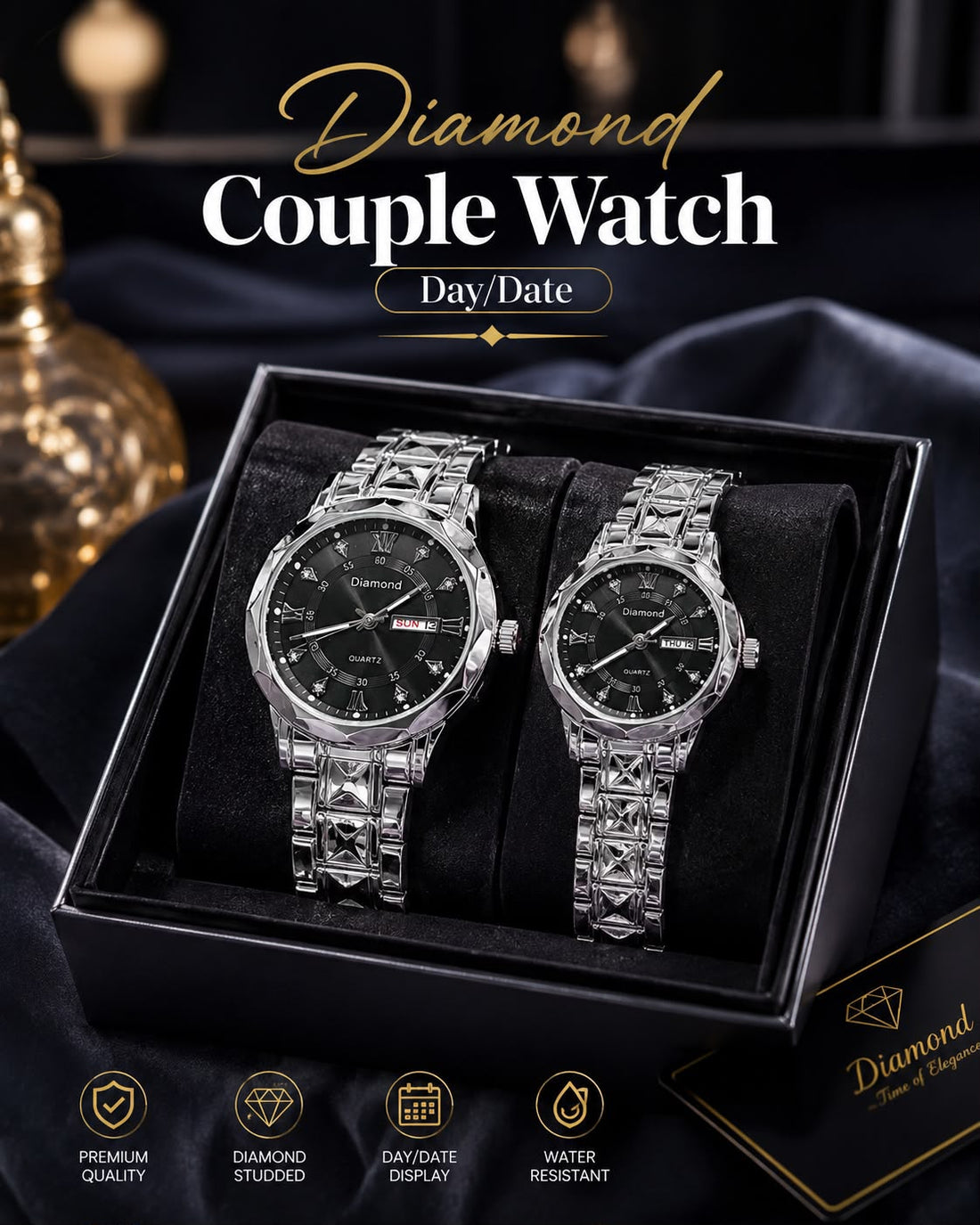 Diamond Collection Couple Watch (Silver)
